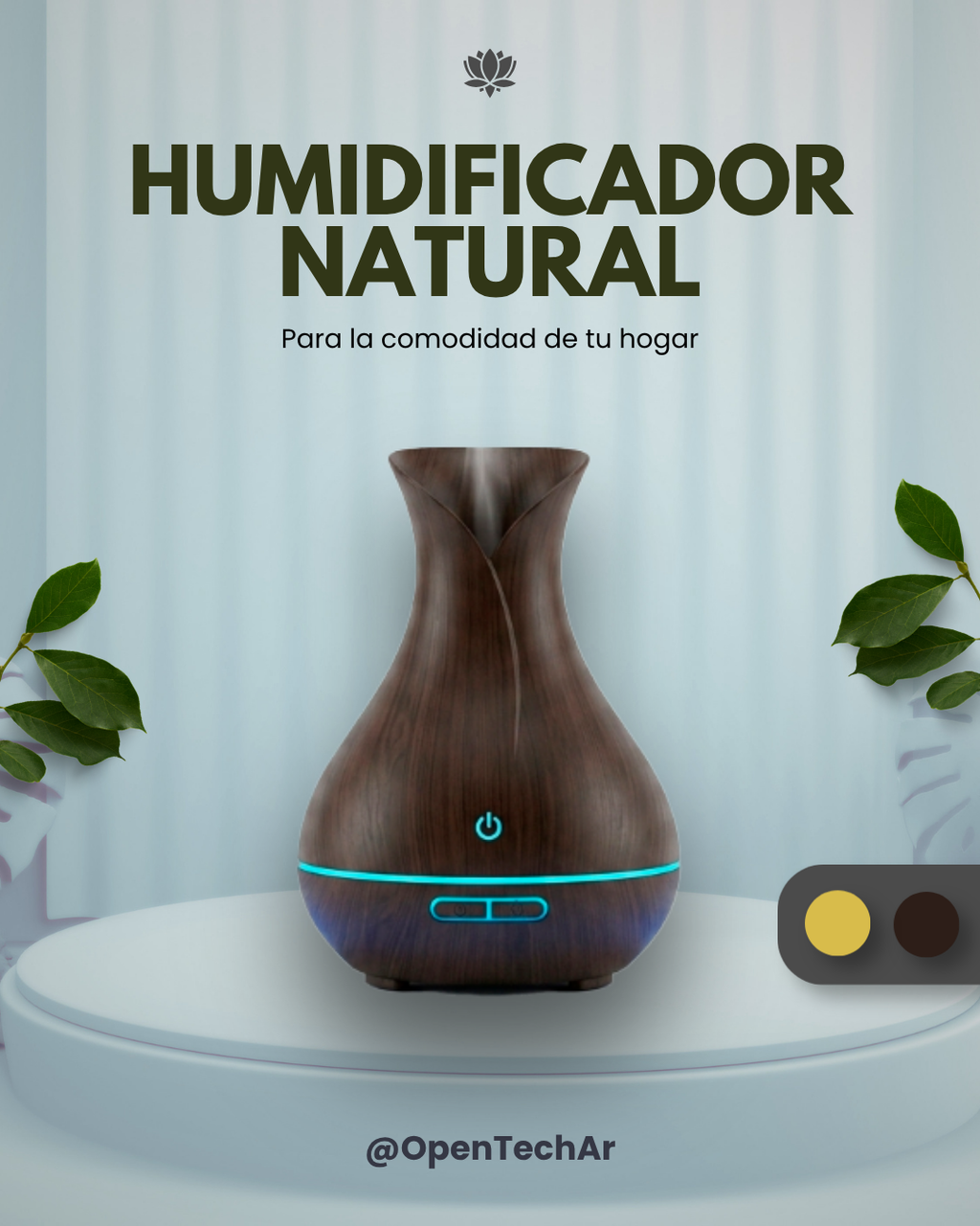 Humidificador MTR Natural con Difusor de Aromas y Luz LED